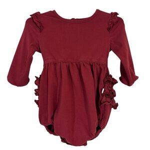 Ruffle Butts Girl’s Red Long Sleeved Ruffle Bubble Romper